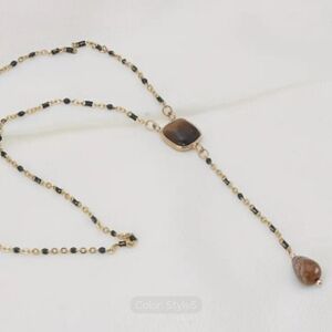 Gold and Brown Stone Necklace